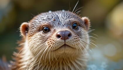Fototapeta premium Close-up Portrait of an Adorable Otter