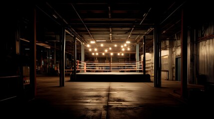 Experience A Dimly Lit Industrial Boxing Ring Atmosphere Designed For Fighters And Spectators Alike Immersion