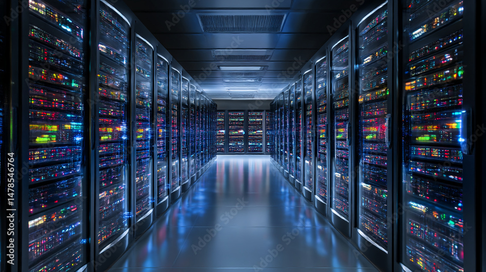 Poster data center server room hosting network cloud computing technology it infrastructure system administ