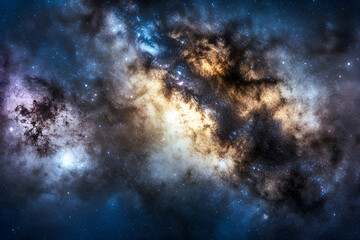 Fototapeta premium A breathtaking deep space image of the milky way galaxy revealing colorful nebulas and countless stars glowing brilliantly against the dark cosmic background