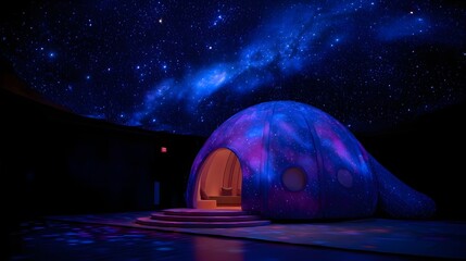 Empty space-themed play dome featuring starry projection ceilings ideal for immersive children’s educational interactive experiences