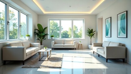 Obraz premium A clean and modern doctor's office waiting area , reception, hospital