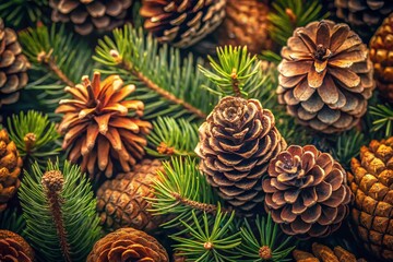 Fototapeta premium Hand-Drawn Pine Cone Garden Texture: Rustic Background for Design Projects