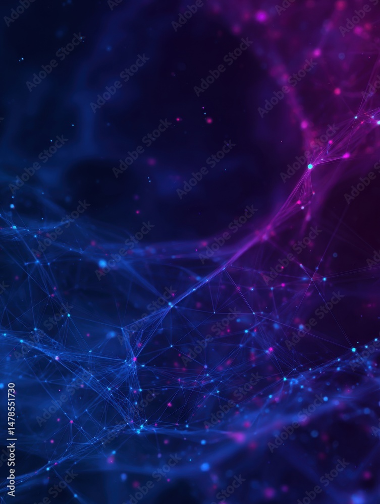 Poster Abstract network connection background with blue and purple hues showcasing data structure and communication technology