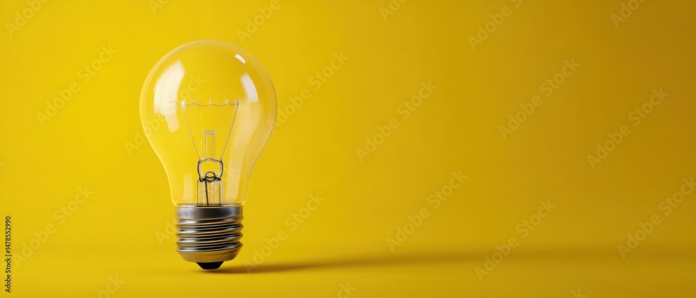 Aufkleber clear light bulb on yellow background studio shot symbolizing idea innovation and solution creativit