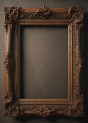 Aged wood frame, distressed texture, ornate carvings,  rustic border,  worn,  decor