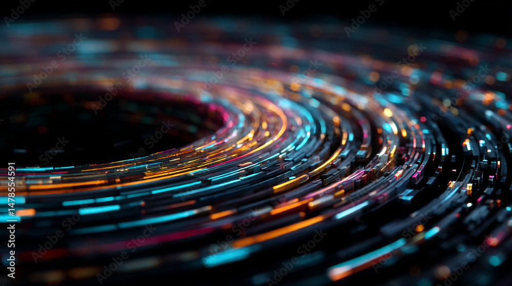 Poster abstract technology background with glowing lines and data streams for digital innovation design