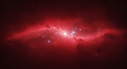 Fototapeta premium Crimson Nebula: A Celestial Tapestry of Stars and Cosmic Dust