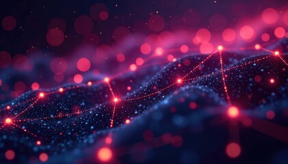 Abstract glowing network nodes and data streams, information, texture