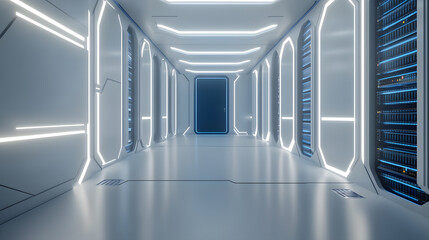 Optimizing network performance high-tech server room render minimalist interior high angle modern infrastructure