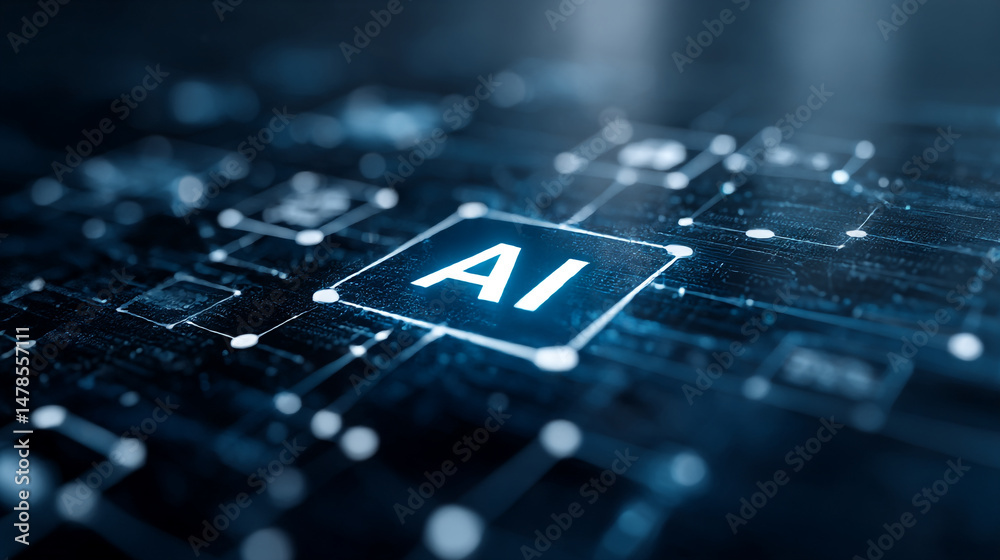 Poster ai artificial intelligence machine learning neural network deep learning technology concept backgrou