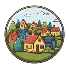 Naklejka premium Isolated Colorful Houses Art on Transparent Background for Design Use