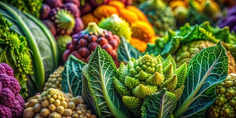 Fototapeta premium Layered Vegetable Textures: Camouflage Patterns in Nature's Bounty