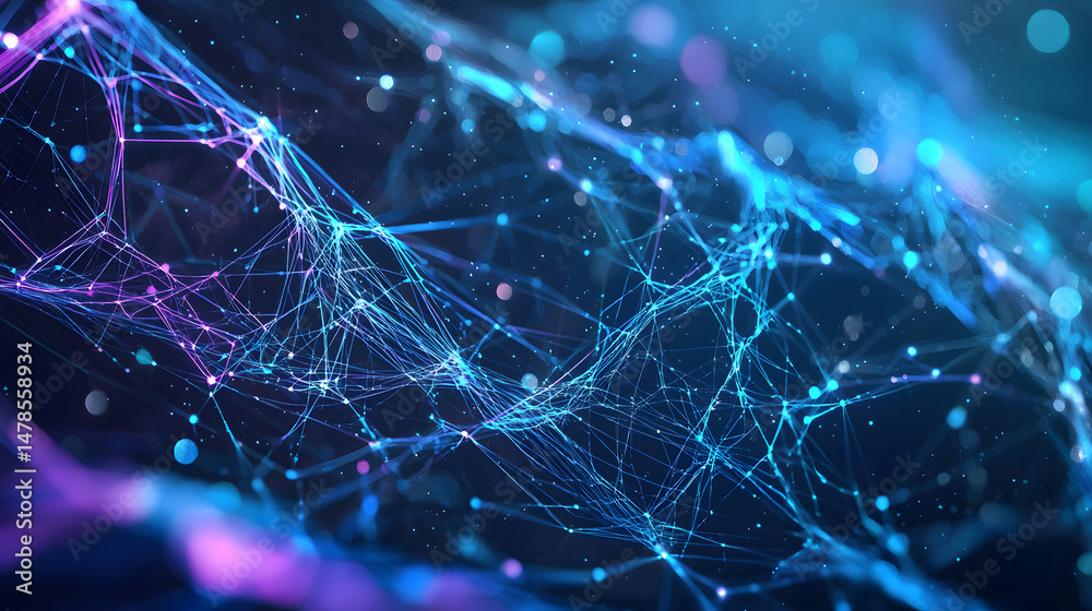 Poster visualizing neural networks in abstract ai art digital realm visualization virtual environment futur