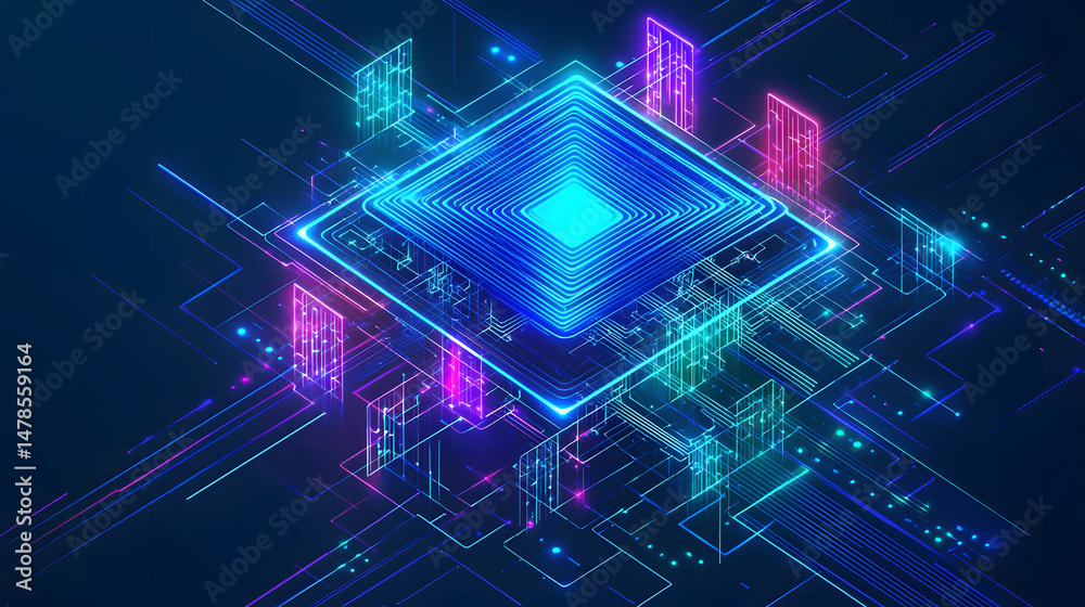 Poster visualize abstract ai neural network dynamics digital realm 3d graphics futuristic immersive technol