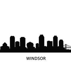 Windsor Ontario Skyline with Canada Cityscape Silhouette.