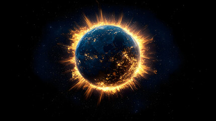 Obraz premium Fiery Glowing Planet In Space