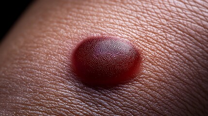 Fototapeta premium Close-up of a red, circular lesion on skin