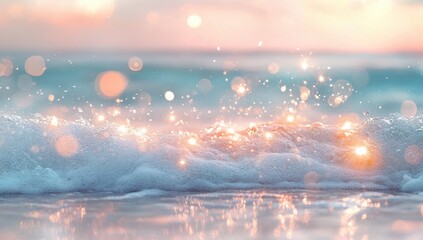 Magical ocean waves at sunset