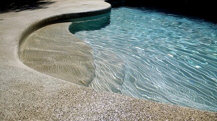 Obraz premium Sunlight Reflecting Off a Clear Blue Pool Creating Glitter Effects and Ripple Patterns Hot Air and Tropical Tint Around the Water