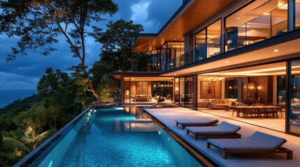 Obraz premium Luxury Cliffside Villa with Infinity Pool and Ocean View