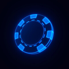 Glowing Blue Poker Chip in the Dark