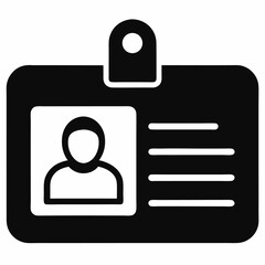 Identification card black and white icon on white background.