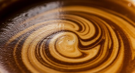 Close-Up Macro Photograph of Swirling Coffee Crema