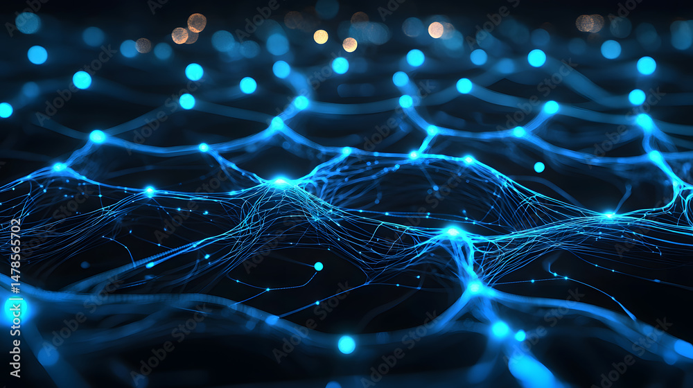 Poster visualizing ai neural networks abstract data imagery digital space graphic design futuristic environ
