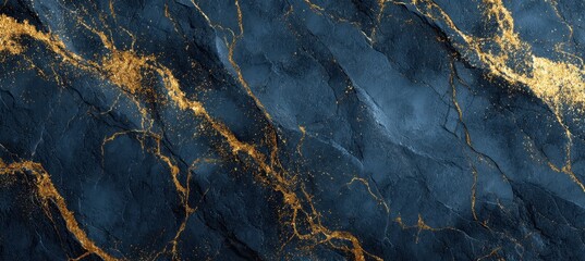 Close-up view of dark blue and gold marble design.