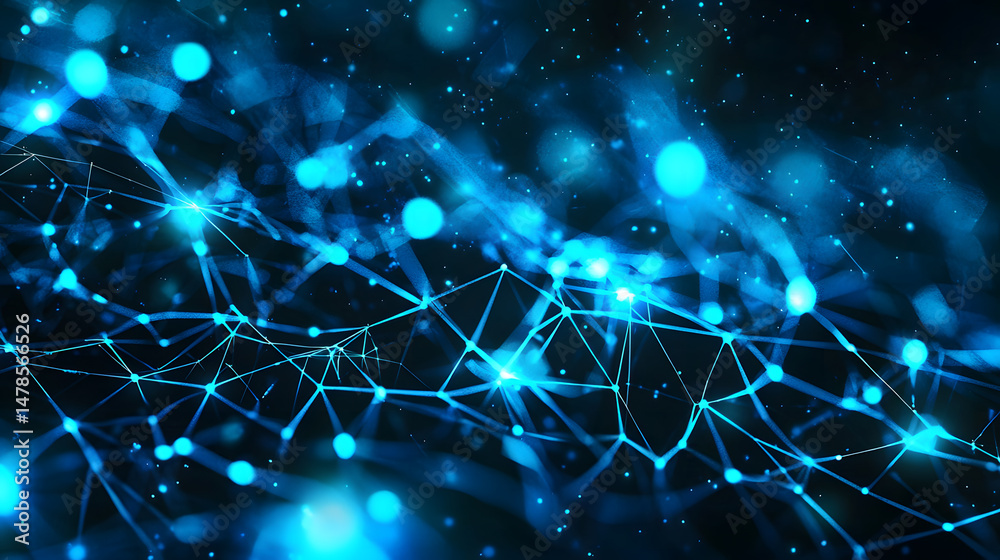 Poster visualizing abstract ai neural networks a deep dive into technology digital space data environment u