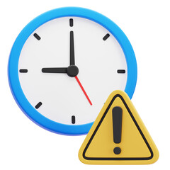 3D Illustration of Clock with Warning Sign