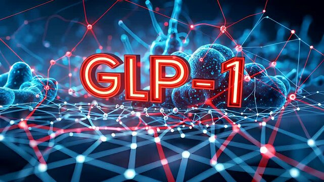 GLP-1 Molecule Concept in Futuristic Digital Network