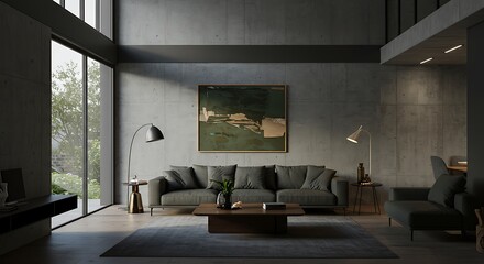 Fototapeta premium Concrete Canvas: A 3D Render of Serene Minimalism