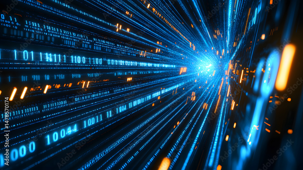 Poster data stream visualization digital realm graphic design abstract environment technology perspective b