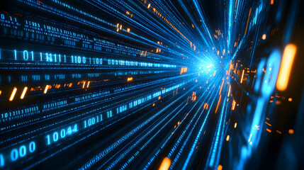 Data stream visualization digital realm graphic design abstract environment technology perspective binary code concept