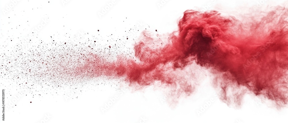 Poster red powder explosion on white background abstract art design element studio shot creating dynamic vi