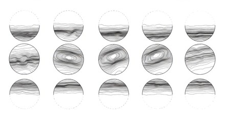 Collection of circular diagrams isolated on white background. for data visualization, analysis.