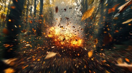 Autumnal explosion in forest