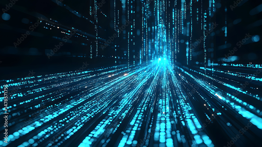 Poster streaming data visualization digital realm abstract content futuristic environment cinematic viewpoi