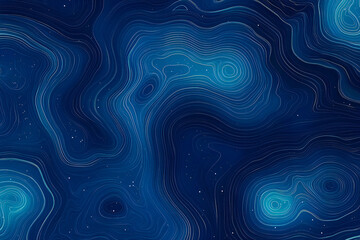 Abstract topographic map artwork featuring a gradient of blue tones and contoured white lines with subtle hints of stellar elements.