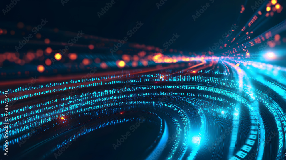 Poster visualize abstract data stream digital realm graphic art cybernetic environment futuristic viewpoint