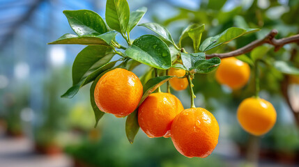 Mandarin trees vibrant citrus fruits sparkle
