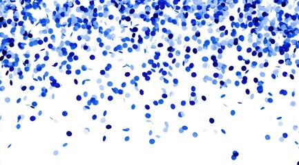 Falling blue confetti on a white background.