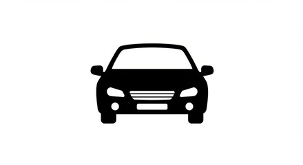 Fototapeta premium Black Sedan Car Icon, Front View Vector Illustration - Simple Automobile Graphic Design