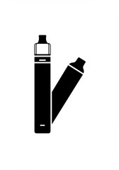 Electronic Cigarette, Vape Pen Device, E-cigarette Icon, Vaporizer Illustration - Simple Black Silhouette