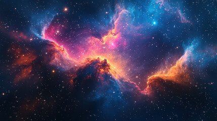 Fototapeta premium mesmerizing view of a colorful nebula in outer space, featuring vibrant shades of pink, blue