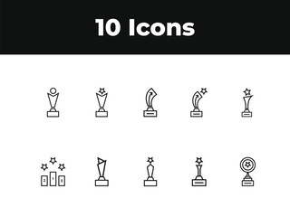 Awards line icon set. Set of outline icons related to trophy, winner, medal, winner prize, success, best, reward, champion and others. Vector illustration design .