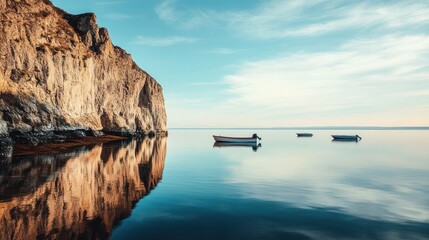 Reflective shoreline landscape