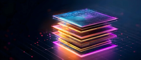 Multicolored Glowing Stacked Chip Design